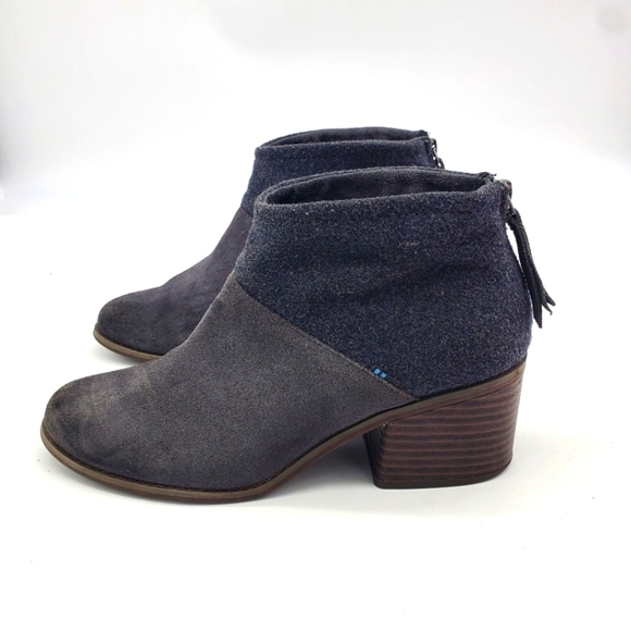 TOMS Shoes Women's 9 Lacy Bootie Forged Iron Grey Suede Felt - Picture 1 of 12